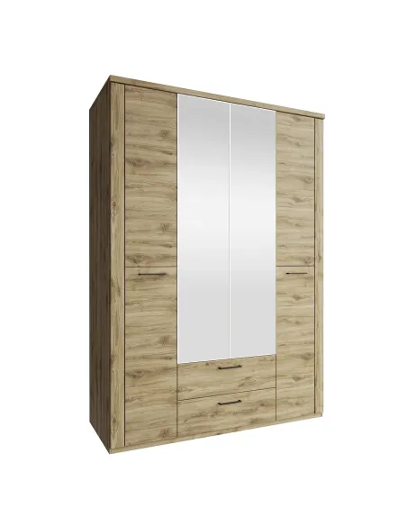 Dulap DORSI 4D2S cu oglindă pentru dormitor, 150x60,9x210,4 cm, PAL melaminat | MobilaOK