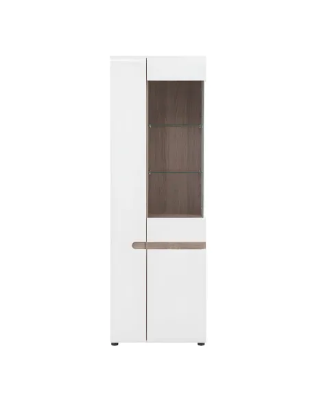 Vitrină LYNATET 01 living/hol, 85x42x194.5 cm, PAL laminat și MDF | MobilaOK