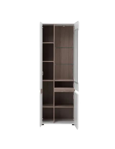 Vitrină LYNATET 01 living/hol, 85x42x194.5 cm, PAL laminat și MDF | MobilaOK