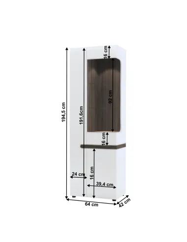 Vitrină LYNATET 01 living/hol, 85x42x194.5 cm, PAL laminat și MDF | MobilaOK