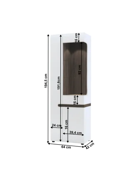Vitrină LYNATET 01 living/hol, 85x42x194.5 cm, PAL laminat și MDF | MobilaOK