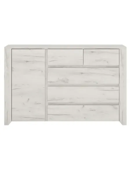Comodă ANGEL TYP 41 pentru dormitor/hol, 118.7x76.5x40.2 cm, PAL melaminat alb | MobilaOK