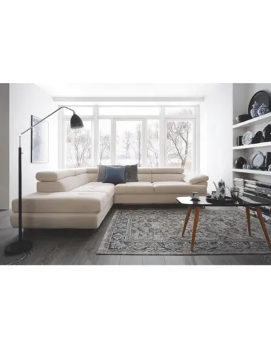 Set Canapea KONDELA BUTON P, living, 275x225 cm, textil gri, picioare metal | MobilaOK