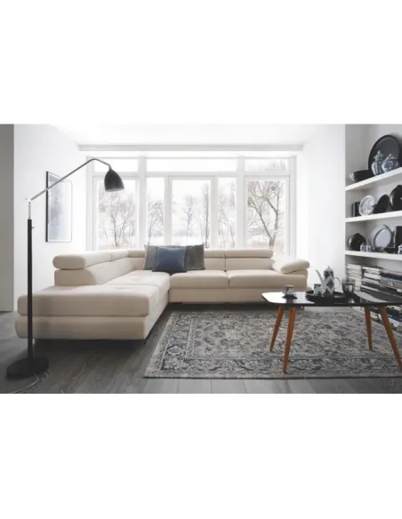 Set Canapea KONDELA BUTON P, living, 275x225 cm, textil gri, picioare metal | MobilaOK