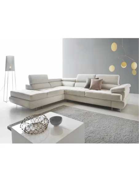 Set Canapea KONDELA BUTON P, living, 275x225 cm, textil gri, picioare metal | MobilaOK