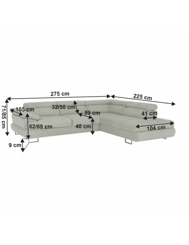 Canapea BUTON P, living, 275x225x71/85 cm, textil, KONDELA | MobilaOK
