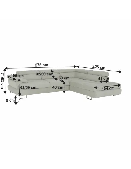 Canapea BUTON P, living, 275x225x71/85 cm, textil, KONDELA | MobilaOK