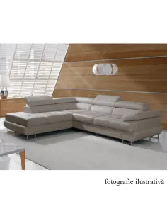 Set Canapea Extensibilă KONDELA BUTON R, living, 275x225x71/85 cm, material textil, spatiu depozitare | MobilaOK 2