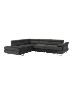 Set canapea cu spaţiu de depozitare, gri, material textil, stânga, BUTON R | MobilaOK