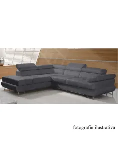 Set canapea cu spaţiu de depozitare, gri, material textil, stânga, BUTON R | MobilaOK 2