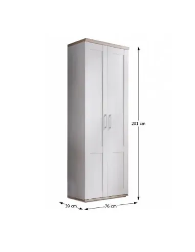 Dulap PROVENSAL pentru hol, 76x201x39 cm, PAL melaminat alb și stejar | MobilaOK