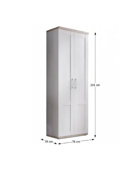 Dulap PROVENSAL pentru hol, 76x201x39 cm, PAL melaminat alb și stejar | MobilaOK
