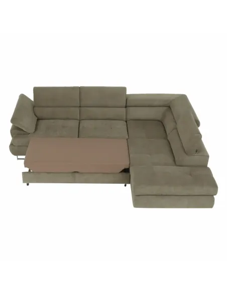 Canapea BUTON R, living, 275x225x71/85 cm, material textil, maro deschis | MobilaOK