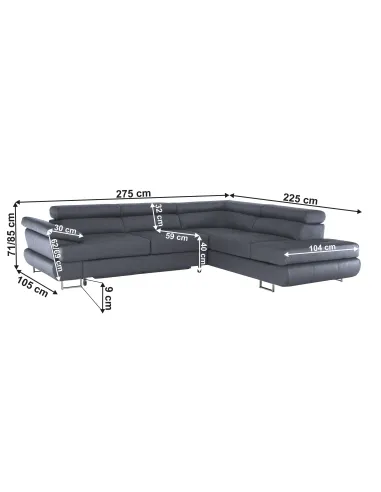 Canapea BUTON R, living, 275x225 cm, Țesătură Soro, picioare metalice | MobilaOK