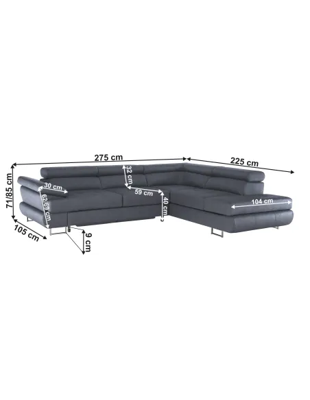 Canapea BUTON R, living, 275x225 cm, Țesătură Soro, picioare metalice | MobilaOK