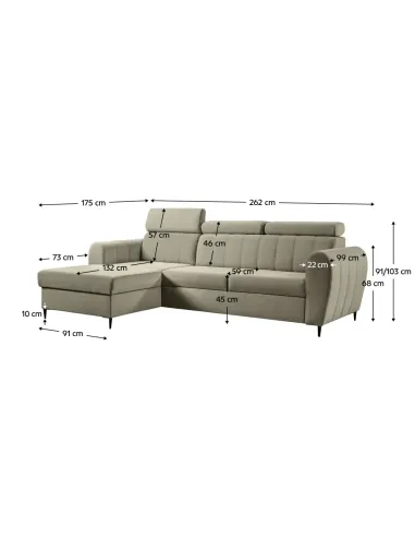 Canapea extensibilă KORIO living 262x175x91/103 cm stofă Paros 02 bej | MobilaOK