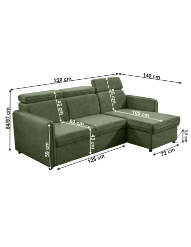 Canapea extensibilă ALECHANDRO B, living, 220x140x84/97 cm, stofă Enjoy 47 | MobilaOK