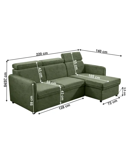 Canapea extensibilă ALECHANDRO B, living, 220x140x84/97 cm, stofă Enjoy 47 | MobilaOK