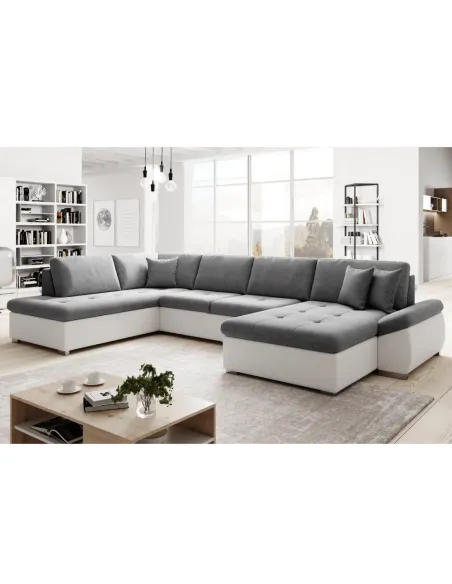 Canapea extensibilă MATAR U, living, 355x205/162x65/76 cm, Piele ecologică/Țesătură Soro | MobilaOK