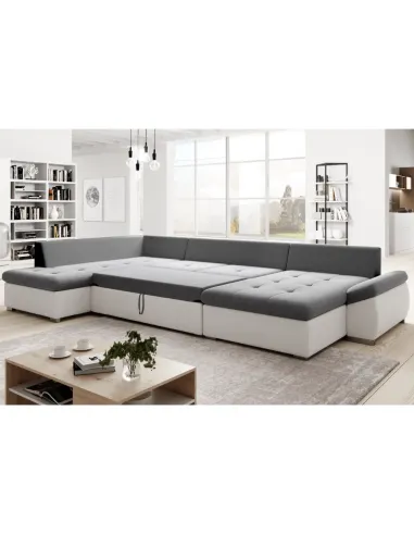 Canapea extensibilă MATAR U, living, 355x205/162x65/76 cm, Piele ecologică/Țesătură Soro | MobilaOK