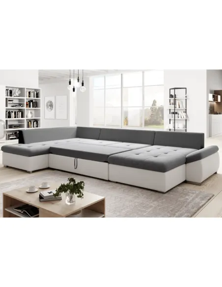 Canapea extensibilă MATAR U, living, 355x205/162x65/76 cm, Piele ecologică/Țesătură Soro | MobilaOK