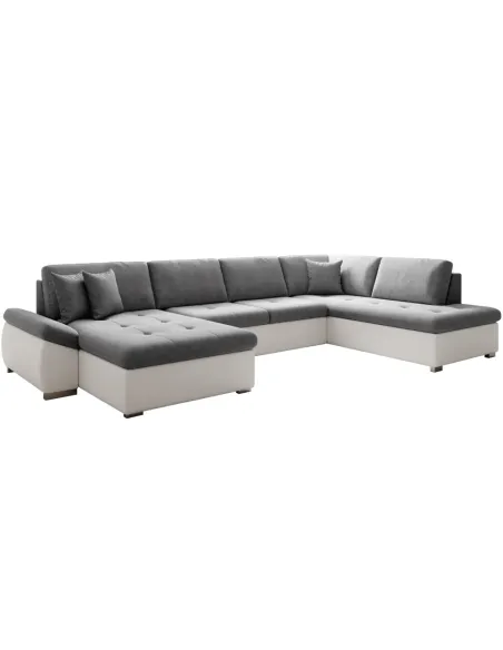 Canapea extensibilă MATAR U, living, 355x205/162x65/76 cm, Piele ecologică/Țesătură | MobilaOK