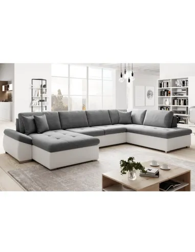 Canapea extensibilă MATAR U, living, 355x205/162x65/76 cm, Piele ecologică/Țesătură | MobilaOK