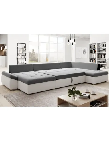 Canapea extensibilă MATAR U, living, 355x205/162x65/76 cm, Piele ecologică/Țesătură | MobilaOK