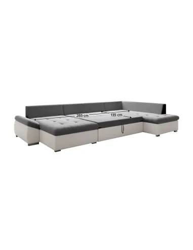 Canapea extensibilă MATAR U, living, 355x205/162x65/76 cm, Piele ecologică/Țesătură | MobilaOK