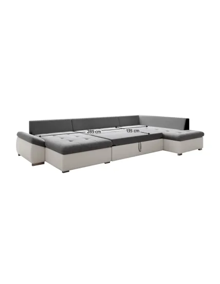 Canapea extensibilă MATAR U, living, 355x205/162x65/76 cm, Piele ecologică/Țesătură | MobilaOK