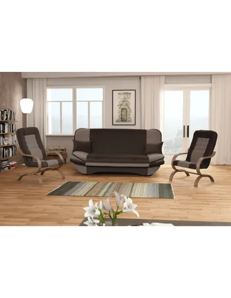 Canapea extensibilă, gri-maro Taupe/maro, GURU | MobilaOK