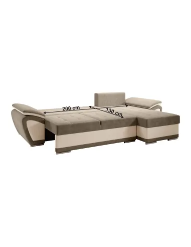 Canapea extensibilă ENIF living 268x157x97 cm, piele ecologică/stofă | MobilaOK