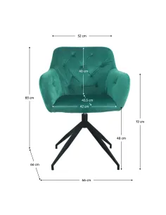 Scaun pivotant VELEZA NEW, birou/sufragerie, 66x66x83 cm, catifea, picior metal | MobilaOK 2