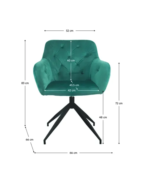 Scaun pivotant VELEZA NEW, birou/sufragerie, 66x66x83 cm, catifea, picior metal | MobilaOK