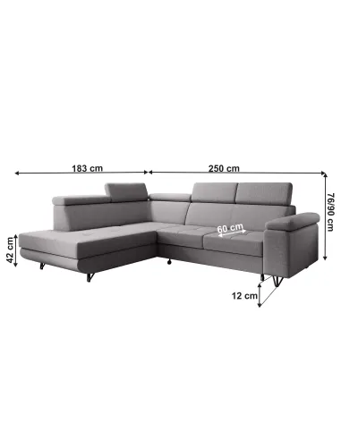 Canapea extensibilă JOGI ROH, living, 250x183x76/90 cm, spumă și stofă Soro | MobilaOK