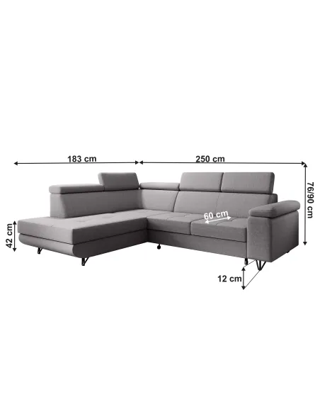 Canapea extensibilă JOGI ROH, living, 250x183x76/90 cm, spumă și stofă Soro | MobilaOK