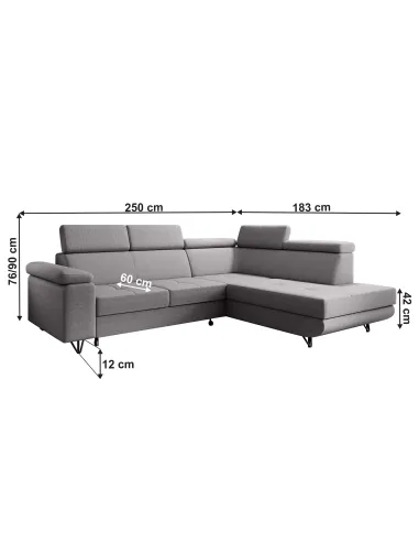 Canapea extensibilă JOGI ROH, living, 250x183x76/90 cm, stofă Soro | MobilaOK