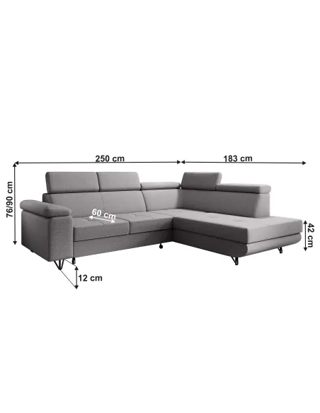 Canapea extensibilă JOGI ROH, living, 250x183x76/90 cm, stofă Soro | MobilaOK