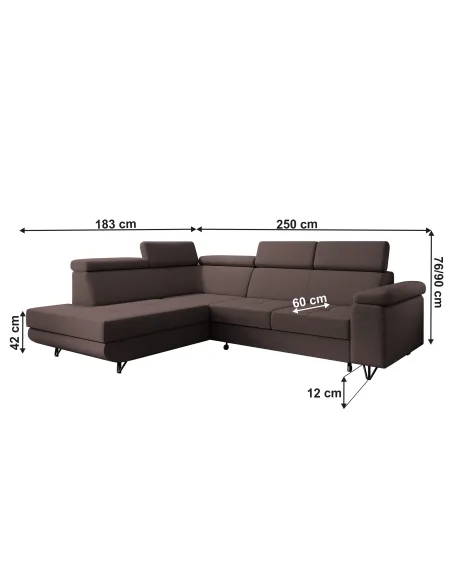 Canapea extensibilă JOGI ROH, living, 250x183 cm, stofa, maro stânga | MobilaOK