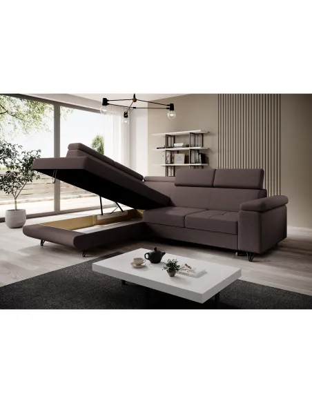 Canapea extensibilă JOGI ROH, living, 250x183 cm, stofa, maro stânga | MobilaOK