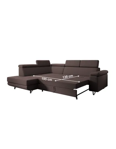 Canapea extensibilă JOGI ROH, living, 250x183 cm, stofa, maro stânga | MobilaOK
