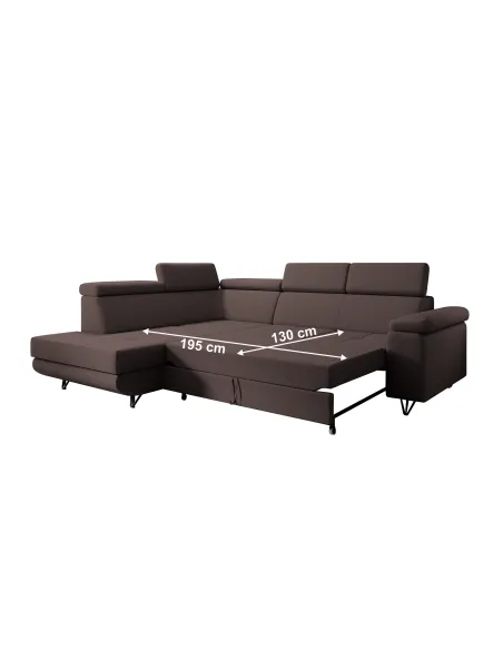 Canapea extensibilă JOGI ROH, living, 250x183 cm, stofa, maro stânga | MobilaOK