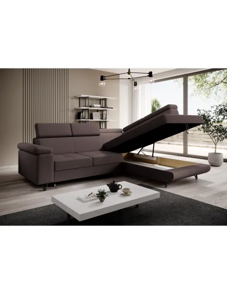 Canapea extensibilă JOGI ROH, living, 250x183x76/90 cm, stofă, picioare metalice | MobilaOK