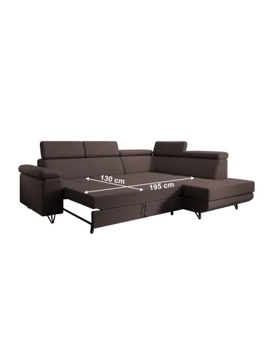 Canapea extensibilă JOGI ROH, living, 250x183x76/90 cm, stofă, picioare metalice | MobilaOK