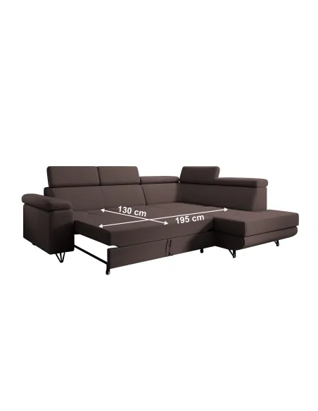 Canapea extensibilă JOGI ROH, living, 250x183x76/90 cm, stofă, picioare metalice | MobilaOK
