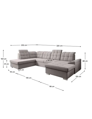 Canapea extensibilă OREO U, living, 320x202/155x88/103 cm, Ţesătură Soro 23 | MobilaOK