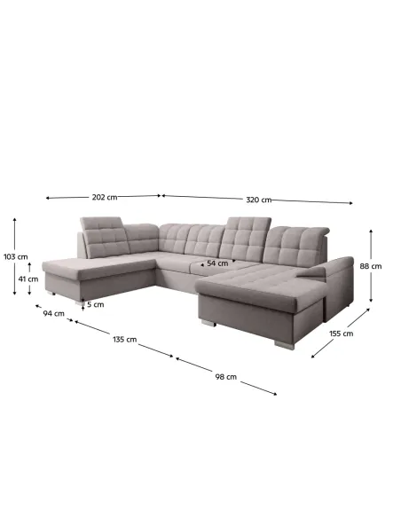 Canapea extensibilă OREO U, living, 320x202/155x88/103 cm, Ţesătură Soro 23 | MobilaOK
