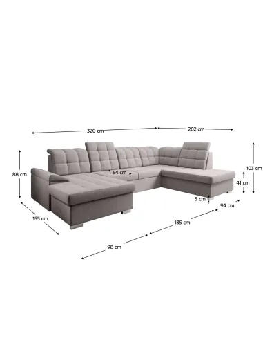 Canapea OREO U, living, 320x202x88/103 cm, Ţesătură Soro 23 | MobilaOK