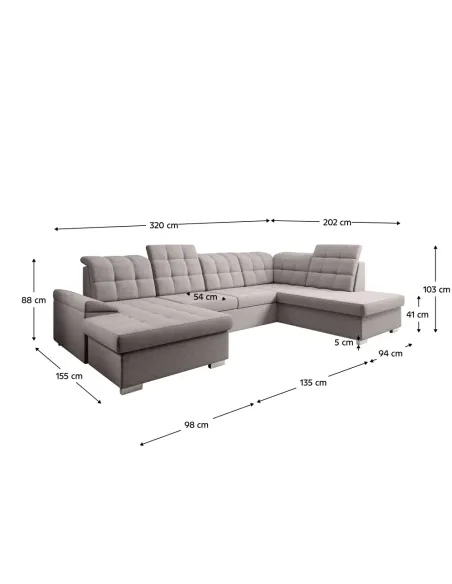 Canapea OREO U, living, 320x202x88/103 cm, Ţesătură Soro 23 | MobilaOK