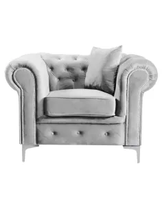 Fotoliu ROMANO living, 113x88x73 cm, stofă Velvet gri deschis | MobilaOK